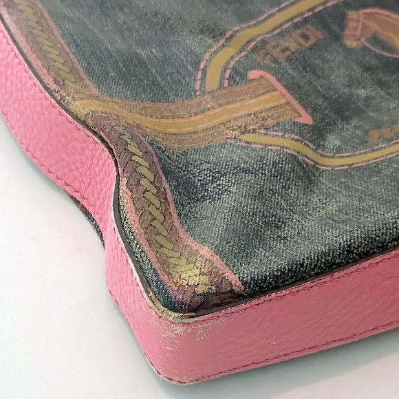 UNIQUE VERY RARE VINTAGE PINK FENDI SELLERIA SPALMATI MESSENGER/CROSS BODY BAG. - Picture 9 of 16